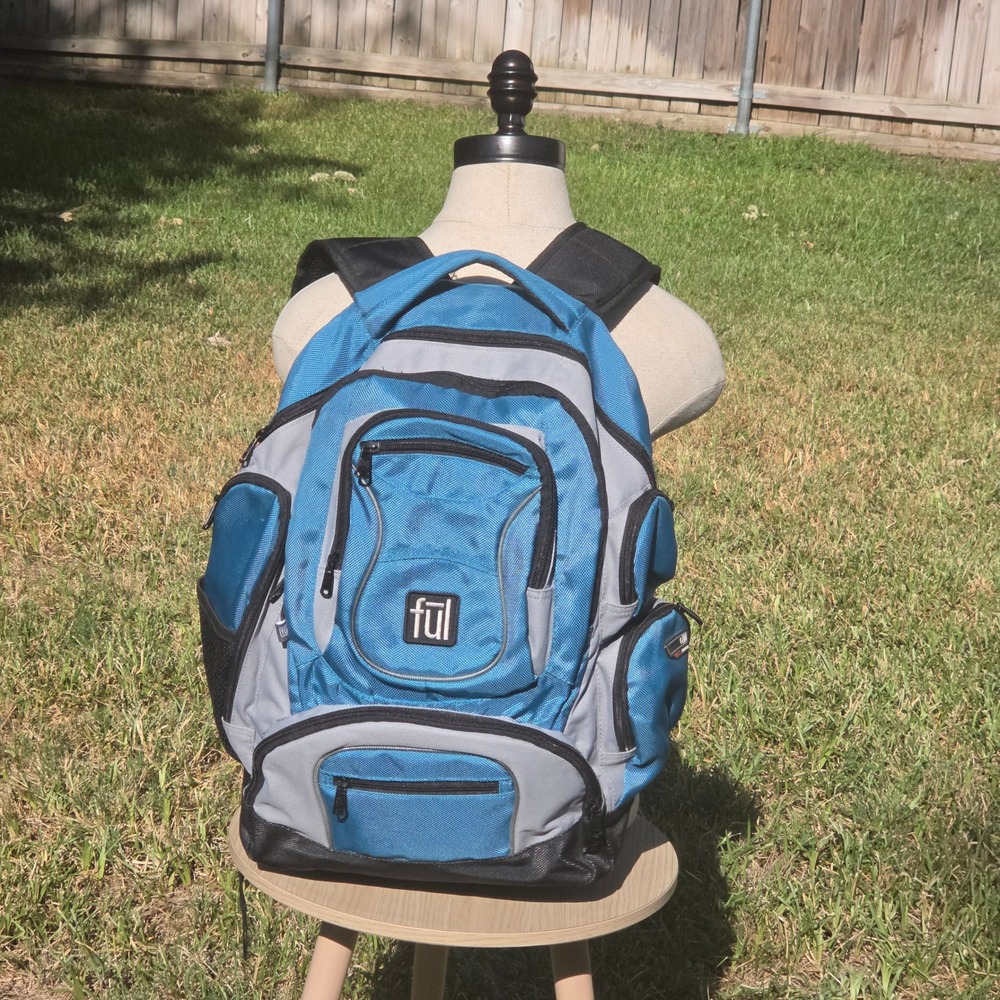 Ful Blue and Grey Multi-Compartment Laptop Backpack School Travel Bag